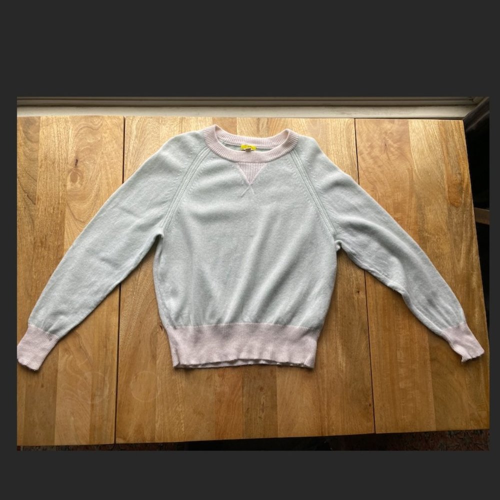 J. Crew mint green/off-white Cashmere Crewneck Sweatshirt, Size S